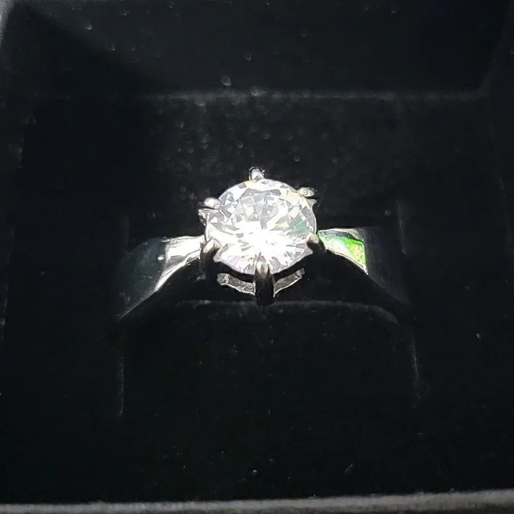 Women's Silver Solitaire Wedding Ring - Pinky Promise ring - Girls Wedding Ring